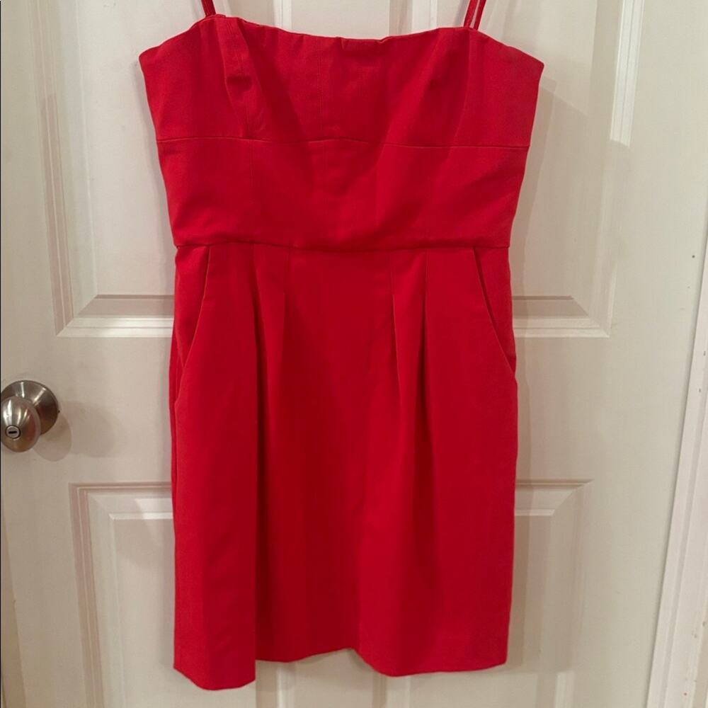 BCBGMaxAzria Vibrant Red Strapless Mini Dress Size 8 - Picture 2 of 7